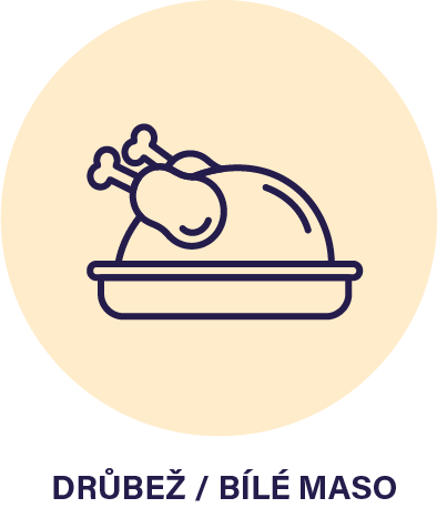 2) drůbež, bílé maso